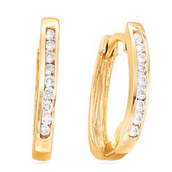 .20 Ct Diamond Channel 14K Yellow Gold Huggie Earrings