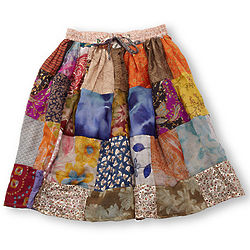 Upcycled Sari Patch Skirt