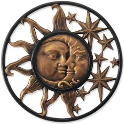 Handcrafted Aluminum Sun and Moon Face Wall Sculpture