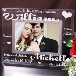 Mr. and Mrs. Wedding Glass Picture Frame