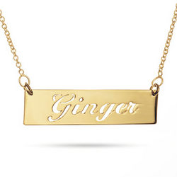 Personalized Cut Out Nameplate Bar Gold Vermeil Necklace