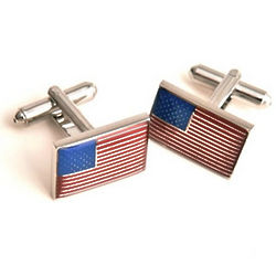 American Flag Cuff Links with Personalized Gift Box