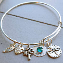 Personalized Dragonfly Bangle Bracelet