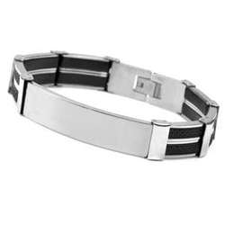 Personalized Meander Patterned Rubber & Stainless Steel Bracelet