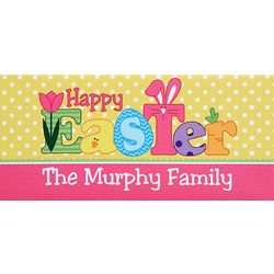Personalized Bright Happy Easter Canvas Wall Art