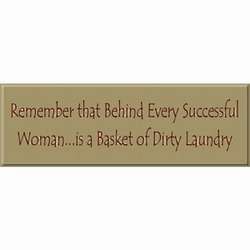 Successful Woman and Laundry Sign