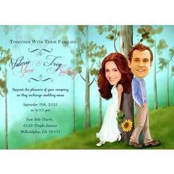 Personalized Caricature Forest Wedding Invitations