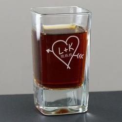 Couples' Initials Heart Romantic Shot Glass