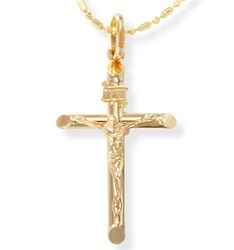 14k Gold INRI Crucifix Pendant