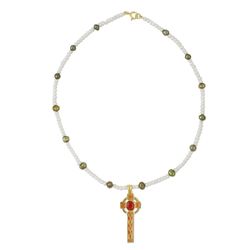Faithful Soul in Red Gold-Plated Cultured Pearl Pendant