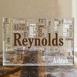 Personalized Family Word-Art Acrylic Block Plaque
