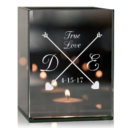 True Love Arrows Personalized Tea Light Candle Holder
