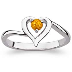 Sterling Silver Birthstone Open Heart Ring