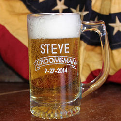 Personalized 13 Ounce Custom Wedding Party Glass Beer Mug