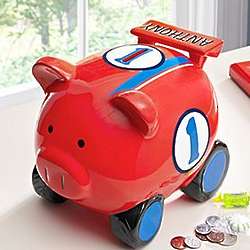 Personalized Red Racer Piggy Bank