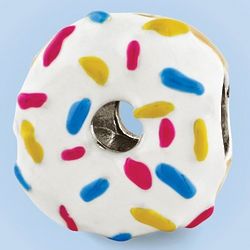Sterling Silver Enamel Donut Bead with Sprinkles