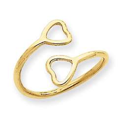 Double Open Hearts Toe Ring in 14k Gold