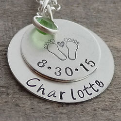 Mother's Footprints On My Heart Personalized Necklace