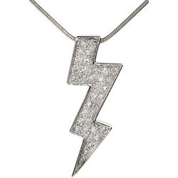 Flashy Cubic Zirconia Lightning Bolt Necklace in Sterling Silver
