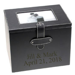 Personalized Wedding Photo Album Box in Black Leather
