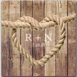 Rope Love Knot Canvas Print with Wood Background