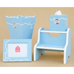 Frame, Waste Basket, Tissue Box and Step Stool Set with Anchor