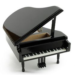 Black Lacquered Baby Grand Piano Music Box