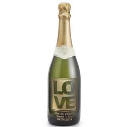 Reserve Sparkling Love Design Etched Wine Bottle