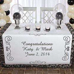Black and White Personalized Wedding Table Runner