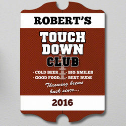 Touch Down Club Personalized Wood Sign