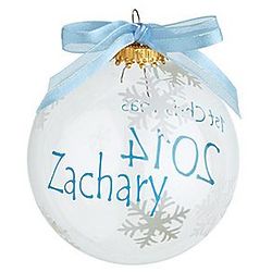 Personalized Boy Baby's First Christmas Glass Ornament