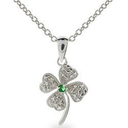 Lucky Four Leaf Clover Sterling Silver Pendant