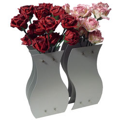 Two Dozen Pink and Red Paper Roses in Yin-Yang Vases