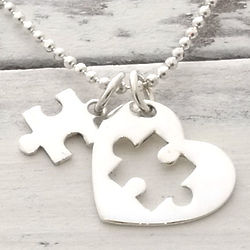 Puzzle Pieces Sterling Silver Heart Necklace