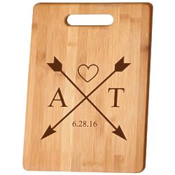 Personalized Crossing Arrows Bamboo Cutting Board