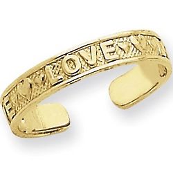 Heart and Love Toe Ring in 14k Gold