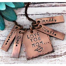 Love You Mom Hand Stamped Personalized Necklace