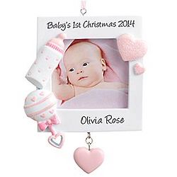 Personalized Baby Girl's 1st Christmas Photo Ornament