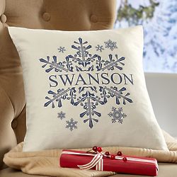 Personalized Winter Snowflake Throw Pillow