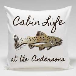 Trout Cabin Life Throw Pillow