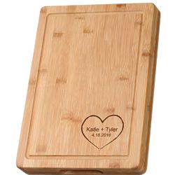 Personalized Heart Theme Grooved Bamboo Cutting Board