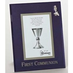 First Communion Blue Photo Frame with Chalice Accent