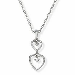 Big Heart, Little Heart 14k White Gold Loving Necklace