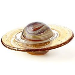 Glowing Saturn Glass Paperweight