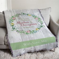 Personalized Love Between Mother and Daughter Tapestry Throw