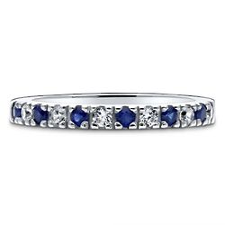 Sterling Silver Blue CZ Half Eternity Ring