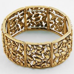 Antique Style Goldtone Marcasite Metal Stretch Bracelet
