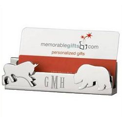 Personalized Bull And Bear Desktop Business Card Holder