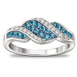 Cascade of Beauty Blue and White Diamond Ring