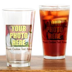 Custom Photo and Text Drinking Glass